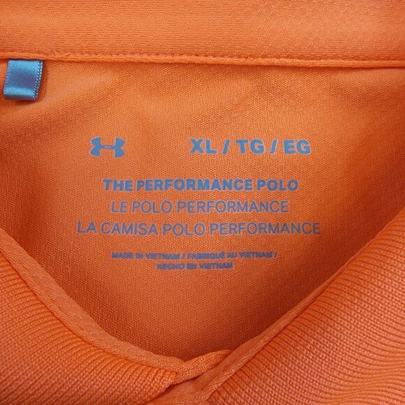 Under Armour Shirt Mens XL Orange Performance Polo First Tee Active Casual Golf - Picture 3 of 15